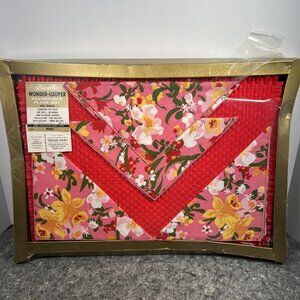 Vtg Set 4 Red Floral Placemats Napkins Indian Head Cotton Bucilla Wonder Looper